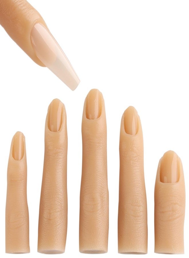 Fcozpjk Silicone Practice Fingers for Acrylic Nails, 5PCS Soft Fake Fingers for Nails With 96PCS False Nail Tips, Nail Training Mannequin Finger, Nail Practice Hand for Acrylic Nail Kit - Image 1